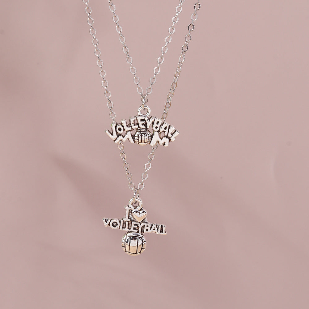 Simple Style Letter Volleyball Zinc Alloy Women's Double Layer Necklaces