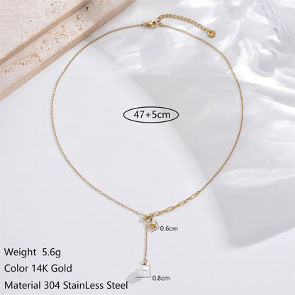 Simple Style Round Star Stainless Steel Plating Inlay Freshwater Pearl 14k Gold Plated Necklace