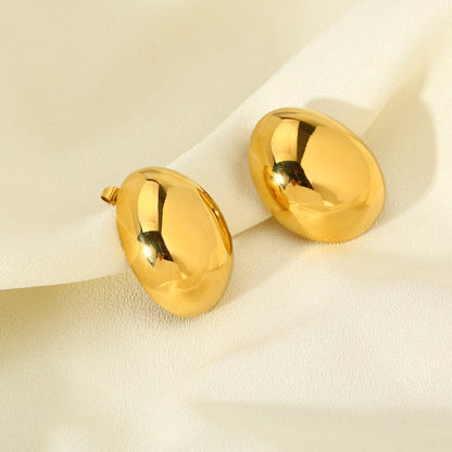 1 Pair Elegant Wedding Classic Style Oval Plating Stainless Steel 18k Gold Plated Ear Studs