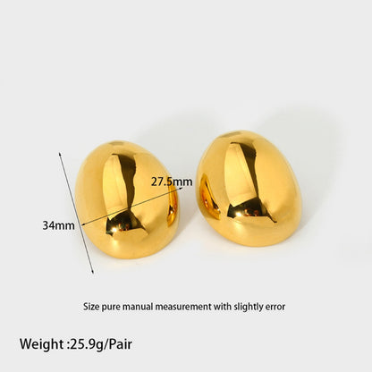 1 Pair Elegant Wedding Classic Style Oval Plating Stainless Steel 18k Gold Plated Ear Studs