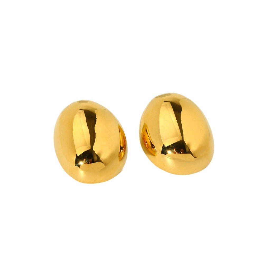 1 Pair Elegant Wedding Classic Style Oval Plating Stainless Steel 18k Gold Plated Ear Studs