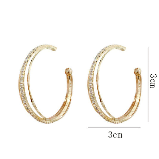 1 Pair Ig Style Elegant C Shape Plating Inlay Alloy Artificial Rhinestones 18k Gold Plated Ear Studs