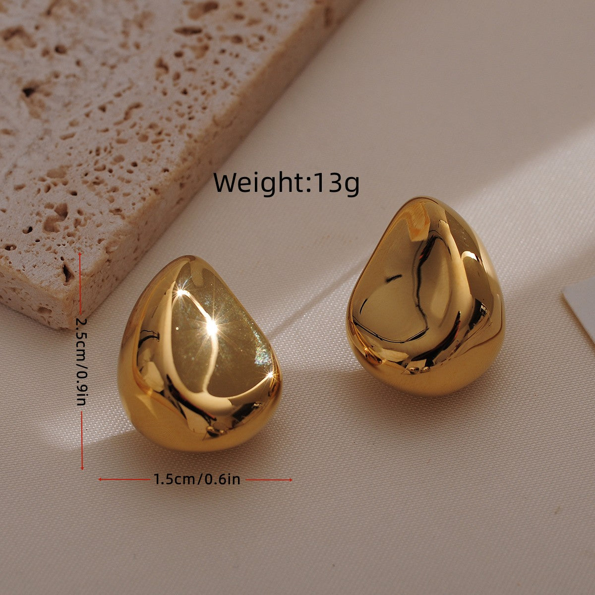 1 Pair Elegant Glam Luxurious Water Droplets Plating Stainless Steel 18k Gold Plated Ear Studs