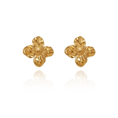 1 Pair Ig Style Flower Plating Stainless Steel 18k Gold Plated Ear Studs