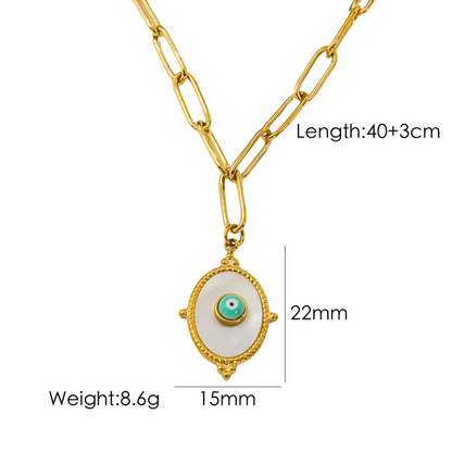 Ig Style Retro Eye Stainless Steel Plating Inlay Shell 14k Gold Plated Bracelets Earrings Necklace