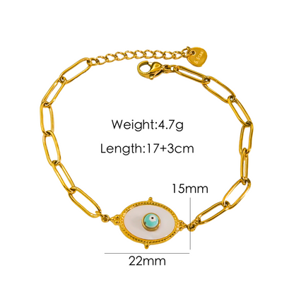 Ig Style Retro Eye Stainless Steel Plating Inlay Shell 14k Gold Plated Bracelets Earrings Necklace