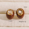 1 Pair Elegant Glam Simple Style Geometric Enamel Plating Inlay Stainless Steel Zircon 14k Gold Plated Ear Studs