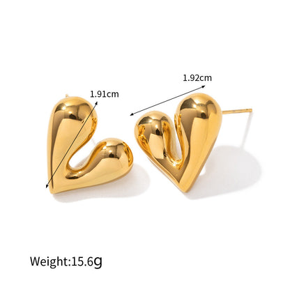 1 Pair Ig Style Casual Heart Shape Plating Stainless Steel 14k Gold Plated Ear Studs