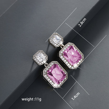 1 Pair Nordic Style Luxurious Xuping Rectangle Plating Inlay Copper Alloy Artificial Gemstones Artificial Diamond White Gold Plated Drop Earrings