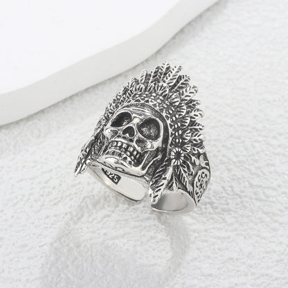Wholesale Retro Skull Copper Plating Silver Plated Rings