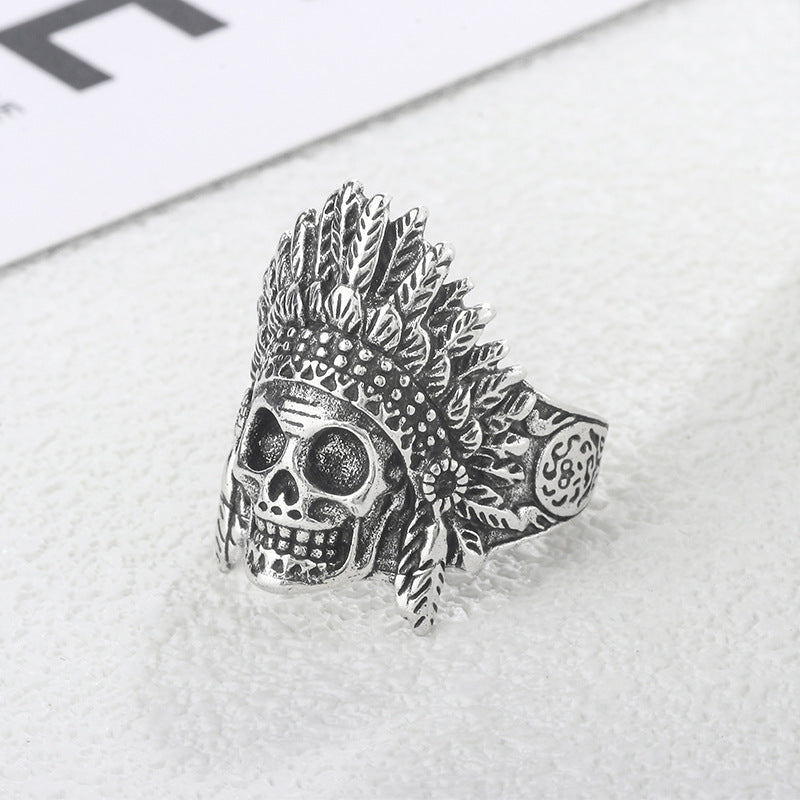 Wholesale Retro Skull Copper Plating Silver Plated Rings