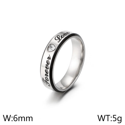 Simple Style Letter Titanium Steel Rings