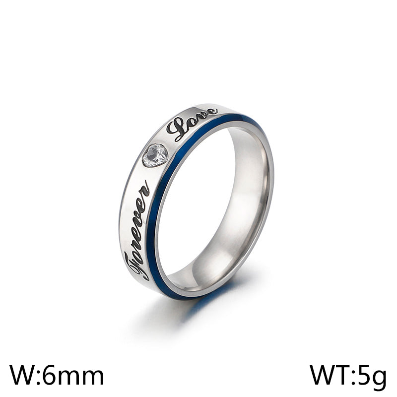 Simple Style Letter Titanium Steel Rings