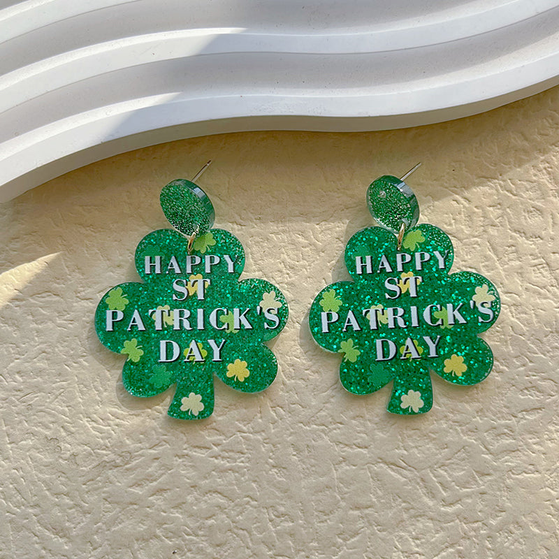 1 Pair Ethnic Style Four Leaf Clover Polishing Plating Arylic 14k Gold Plated Drop Earrings