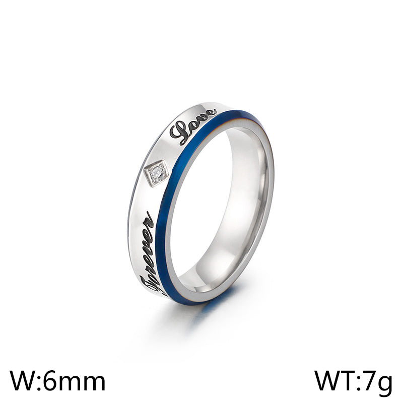 Simple Style Letter Titanium Steel Rings