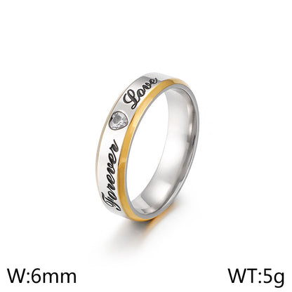 Simple Style Letter Titanium Steel Rings