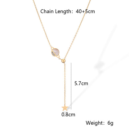 Simple Style Geometric Star Starry Sky Titanium Steel Plating Inlay Shell 18k Gold Plated Pendant Necklace