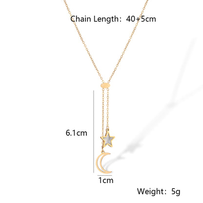 Simple Style Geometric Star Starry Sky Titanium Steel Plating Inlay Shell 18k Gold Plated Pendant Necklace