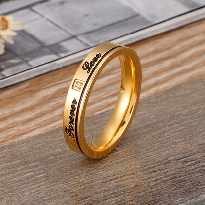 Korean Style Letter Titanium Steel Rings