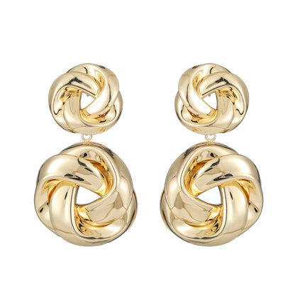 1 Pair Elegant Simple Style Solid Color Plating Metal Gold Plated Drop Earrings