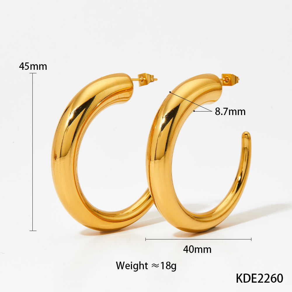 1 Pair Elegant Simple Style Classic Style C Shape Polishing Plating Stainless Steel 14k Gold Plated White Gold Plated Gold Plated Ear Studs