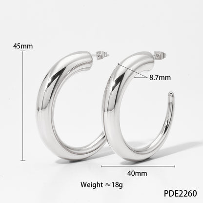 1 Pair Elegant Simple Style Classic Style C Shape Polishing Plating Stainless Steel 14k Gold Plated White Gold Plated Gold Plated Ear Studs