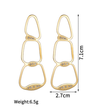 1 Pair Simple Style Geometric Plating Hollow Out Inlay Stainless Steel Zircon 18k Gold Plated Drop Earrings