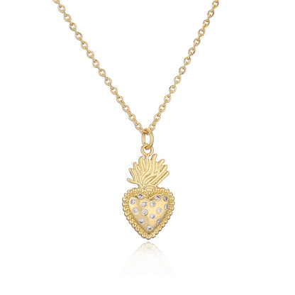 Ig Style Simple Style Heart Shape Copper Plating Inlay Zircon Gold Plated Pendant Necklace