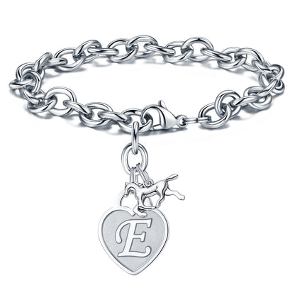 Casual Classic Style Letter Heart Shape Horse Stainless Steel Plating Bracelets