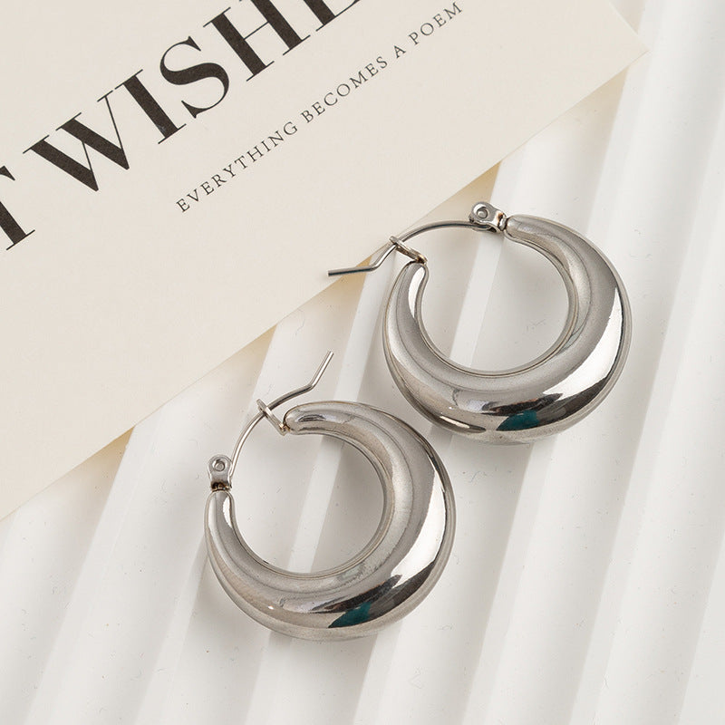 1 Pair Classic Style Geometric Plating Titanium Steel Earrings