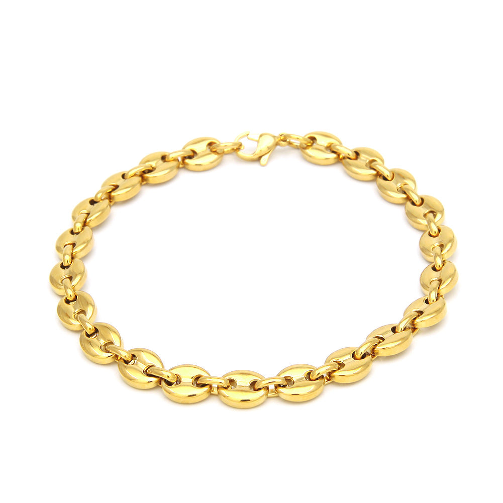 Hip-hop Solid Color Stainless Steel Plating Chain Bracelets Necklace