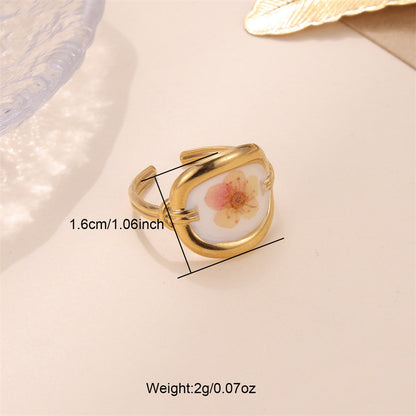 Ig Style Geometric Flower Stainless Steel Epoxy Open Rings