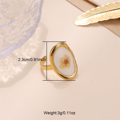 Ig Style Geometric Flower Stainless Steel Epoxy Open Rings