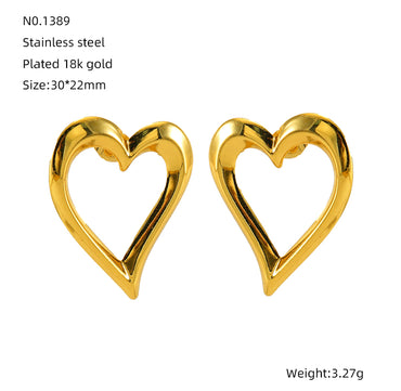 1 Pair Simple Style Heart Shape Plating Stainless Steel 18k Gold Plated Ear Studs