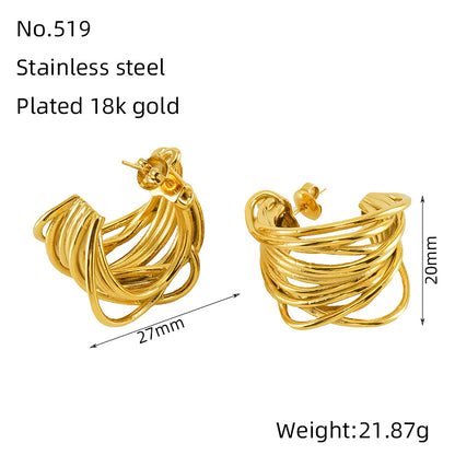 1 Pair Retro Classic Style Geometric Plating Stainless Steel 18k Gold Plated Ear Studs