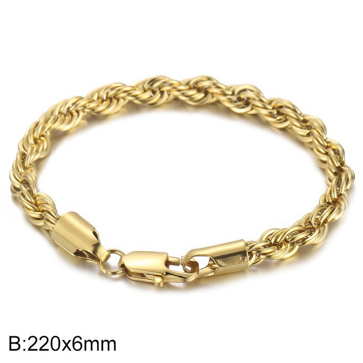 Simple Style Twist Stainless Steel Plating Bracelets