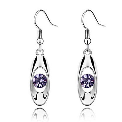 1 Pair Simple Style Water Droplets Plating Inlay Alloy Rhinestones Silver Plated Drop Earrings