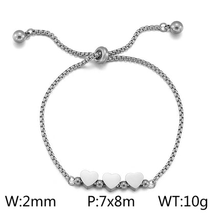 Simple Style Heart Shape Titanium Steel Plating Bracelets