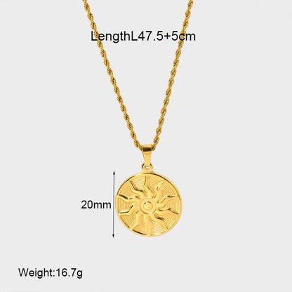 Simple Style Sun Stainless Steel Plating 18k Gold Plated Pendant Necklace