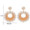 1 Pair Elegant Luxurious Geometric Plating Inlay Copper Rhinestones Opal Gold Plated Drop Earrings