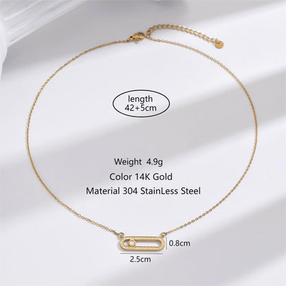 Simple Style Geometric Stainless Steel Polishing Plating Inlay Zircon 14k Gold Plated Necklace