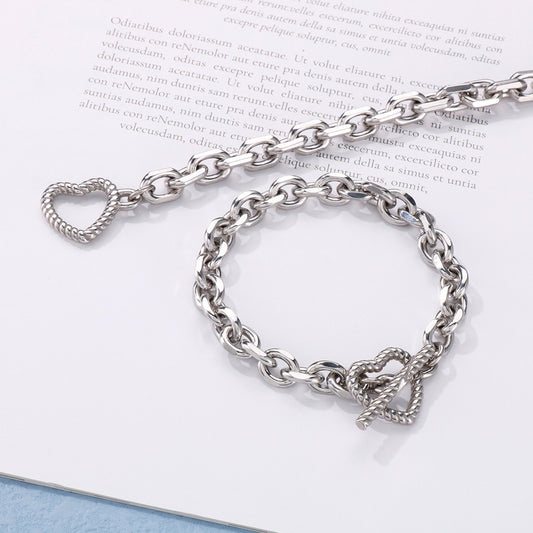 Simple Style Heart Shape Titanium Steel Toggle Bracelets