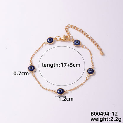 Casual Simple Style Devil's Eye Copper Enamel Bracelets