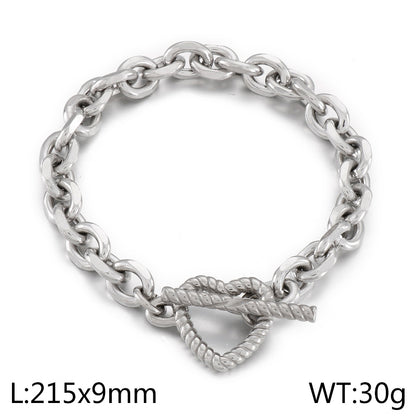 Simple Style Heart Shape Titanium Steel Toggle Bracelets