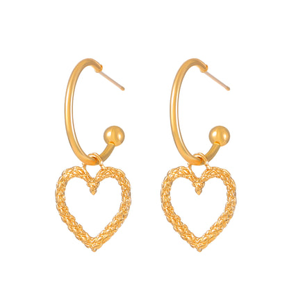 1 Pair Elegant Simple Style Heart Shape Alloy Drop Earrings