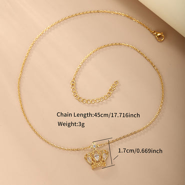 Ig Style Xuping Sun Crown Butterfly Copper Alloy Plating Hollow Out Inlay Artificial Diamond 14k Gold Plated 24k Gold Plated Women's Pendant Necklace