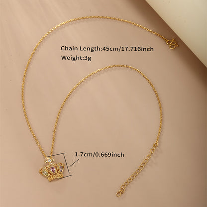 Ig Style Xuping Sun Crown Butterfly Copper Alloy Plating Hollow Out Inlay Artificial Diamond 14k Gold Plated 24k Gold Plated Women's Pendant Necklace