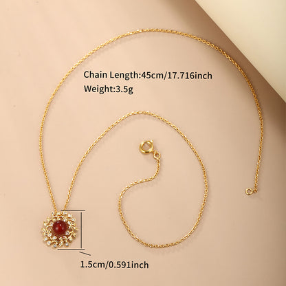 Ig Style Xuping Sun Crown Butterfly Copper Alloy Plating Hollow Out Inlay Artificial Diamond 14k Gold Plated 24k Gold Plated Women's Pendant Necklace