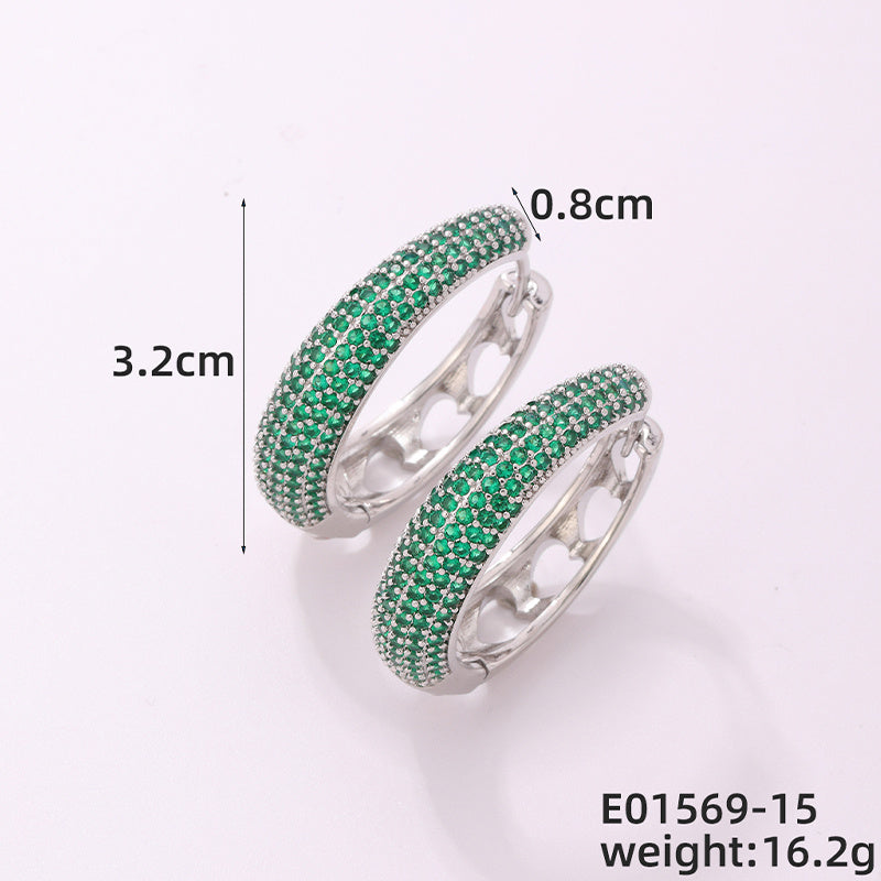 1 Piece Casual Simple Style Geometric Copper Zircon Silver Plated Hoop Earrings