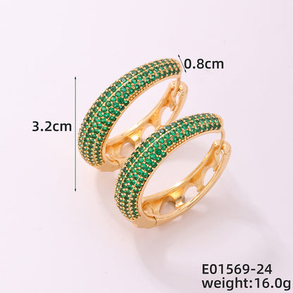 1 Piece Casual Simple Style Geometric Copper Zircon Silver Plated Hoop Earrings